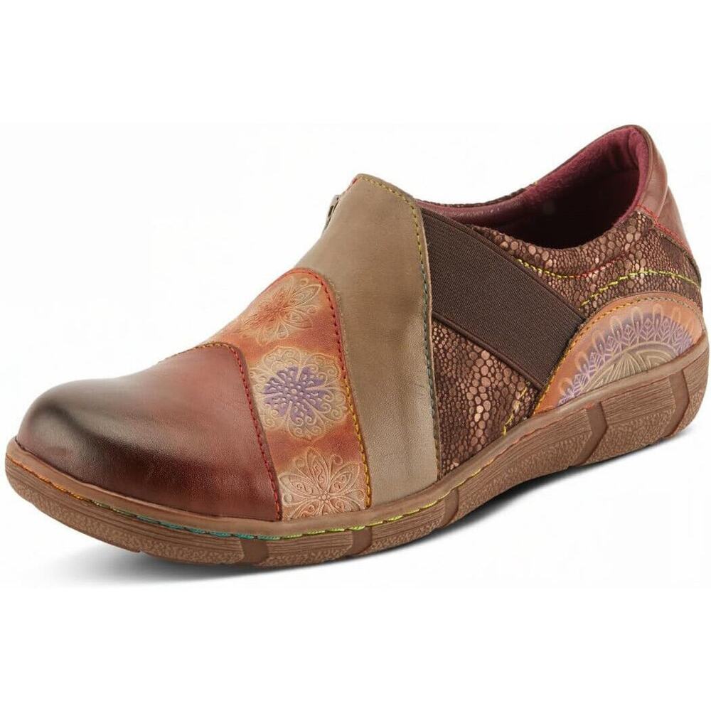 L’Artiste by Spring Step Womens Lata Slip-on Leather Shoes -- Brown Multi NEW